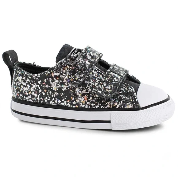 Kids Converse Glitter Sneaker with Velcro Straps Size 10 - Picture 1 of 7